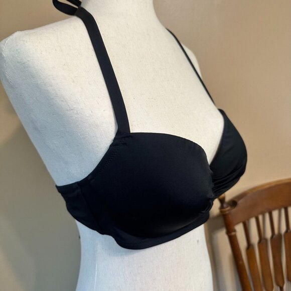 In Private Sweetheart Neckline Strappy Halter Bikini Swimsuit Top 38B Black - Picture 3 of 7